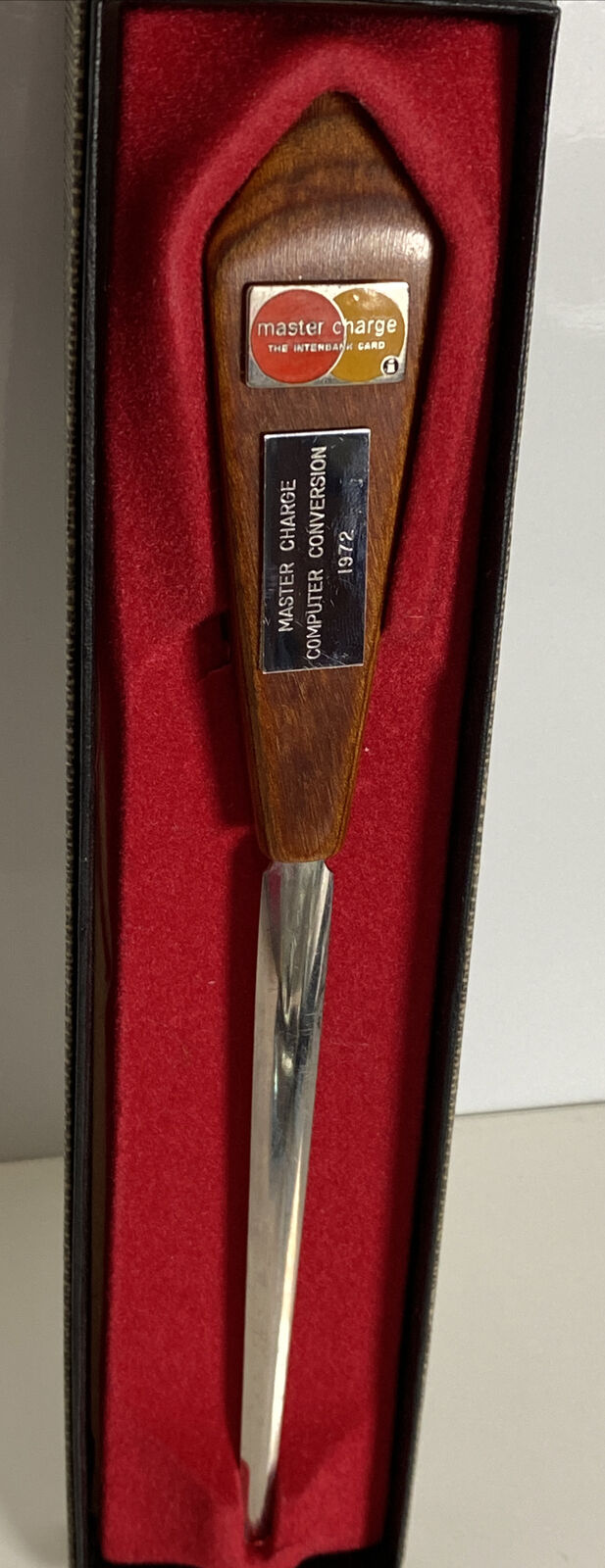 1972 Master Charge Computer Conversion Letter Opener Boxed - RARE