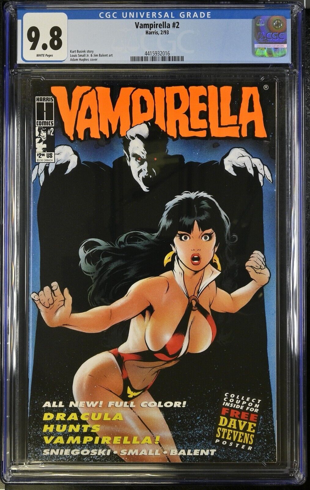Vampirella #2 CGC 9.8 WP Adam Hughes Cover Good Girl Art Dracula GGA 1993 Harris