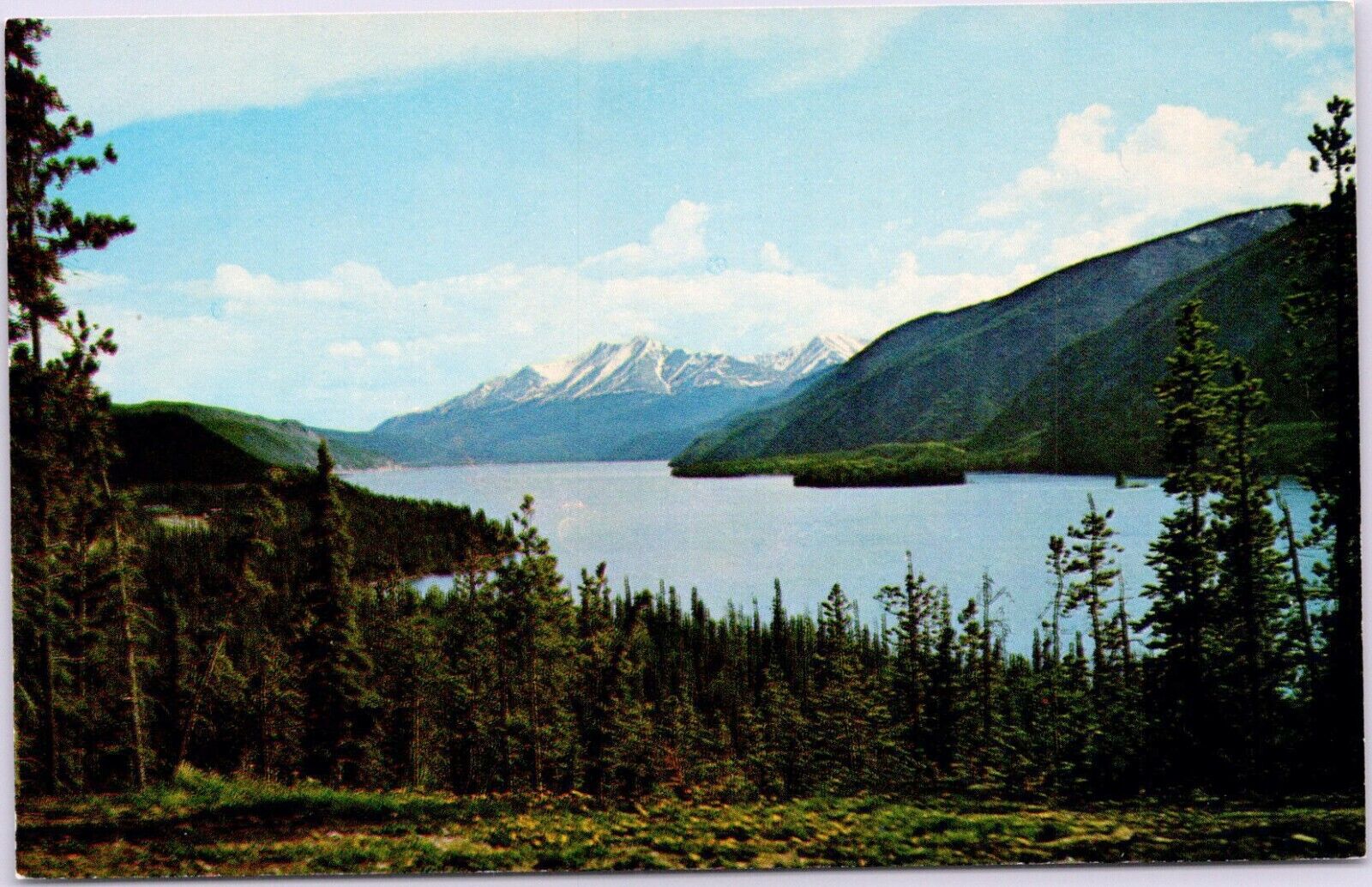 Postcard Muncho Lake Alaska Highway Scenic Nature View Water Mountain Canada   