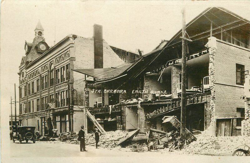 Earthquake Damage Santa Barbara California 1925 RPPC Photo Postcard 11545