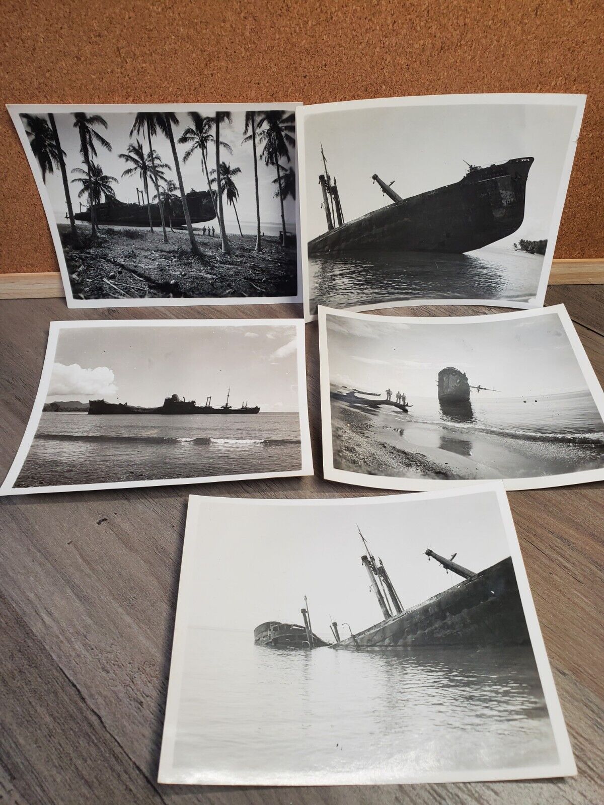 WW2 Era Photos Shipwreck Photographs Lot Of 5 Soldiers Ship Wreckage War