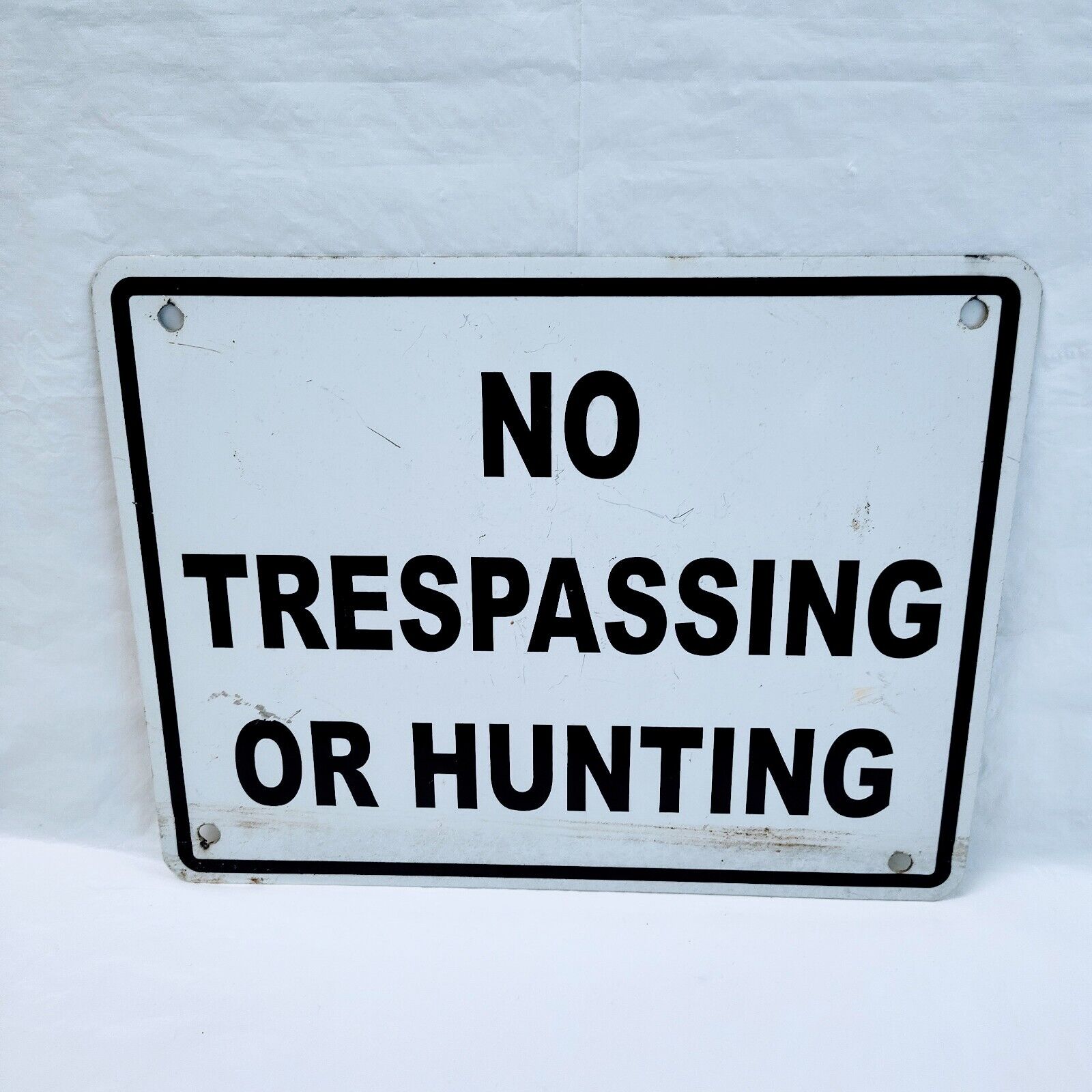 Vintage No Trespassing Or Hunting Tin Metal Sign