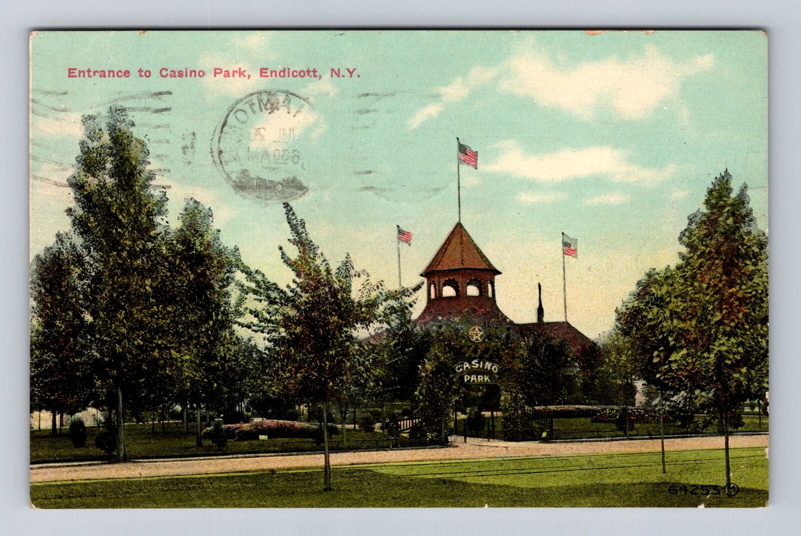 Endicott NY- New York, Entrance To Casino Park, Antique, Vintage c1911 Postcard