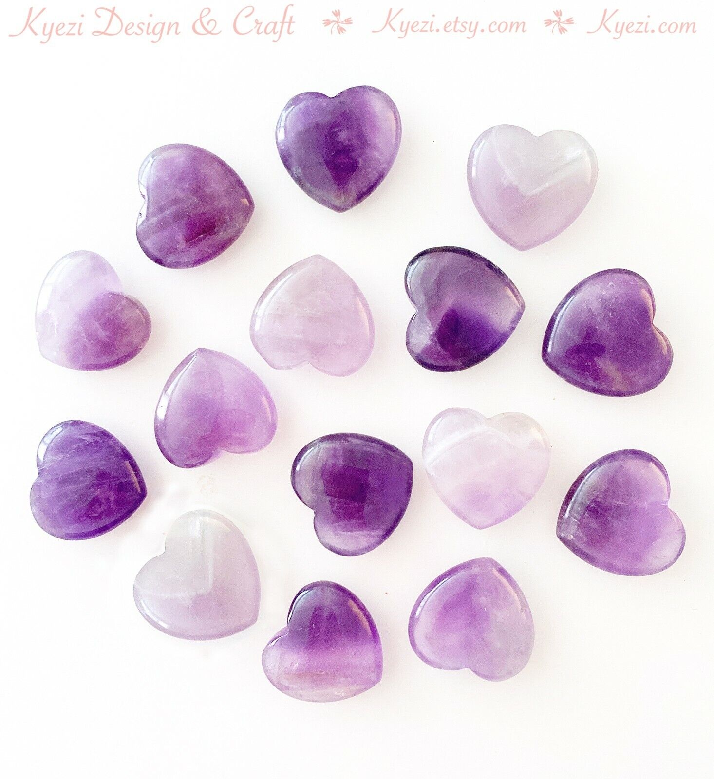 1 - 30pcs 20mm 25mm Amethyst Natural Healing Gemstone Heart Chakra Balance