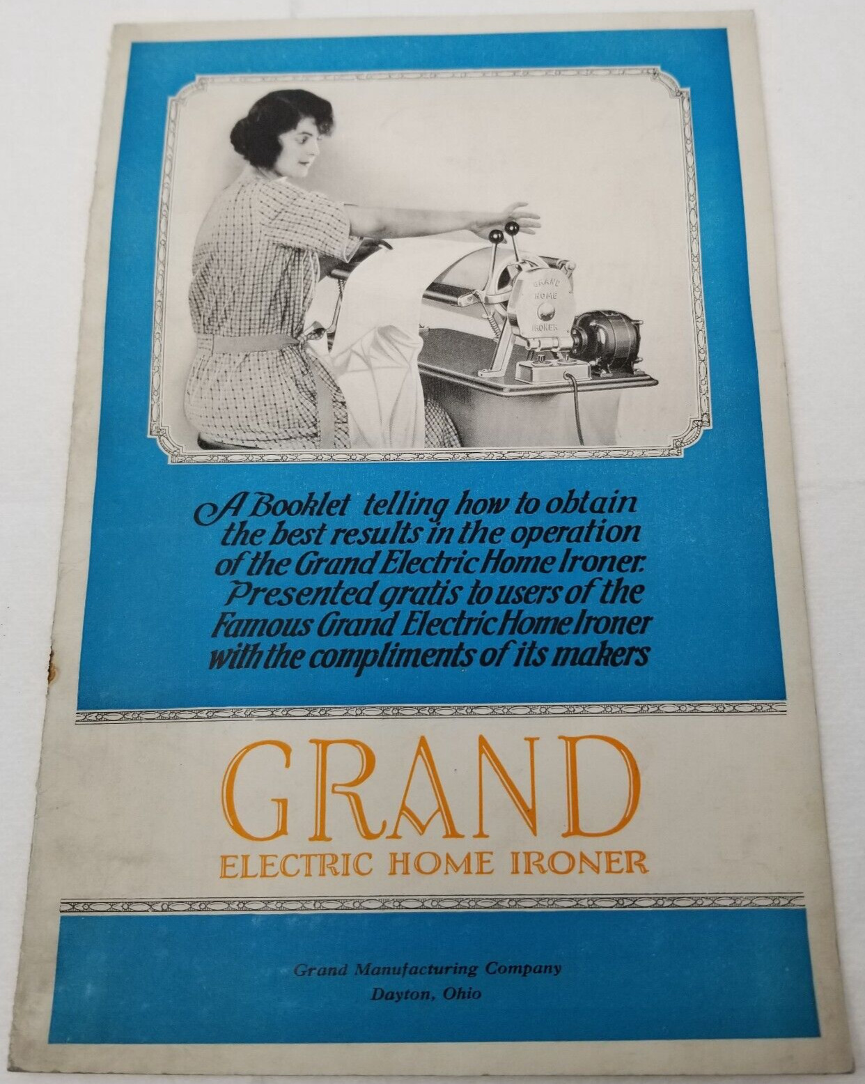 Grand Electric Home Ironer Manual 1925 Photographs Usage