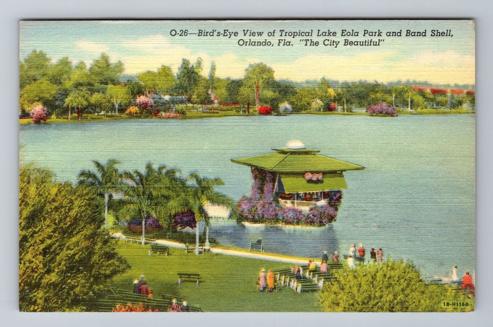 Orlando FL-Florida, Tropical Lake Eola Park, Band Shell Vintage Postcard