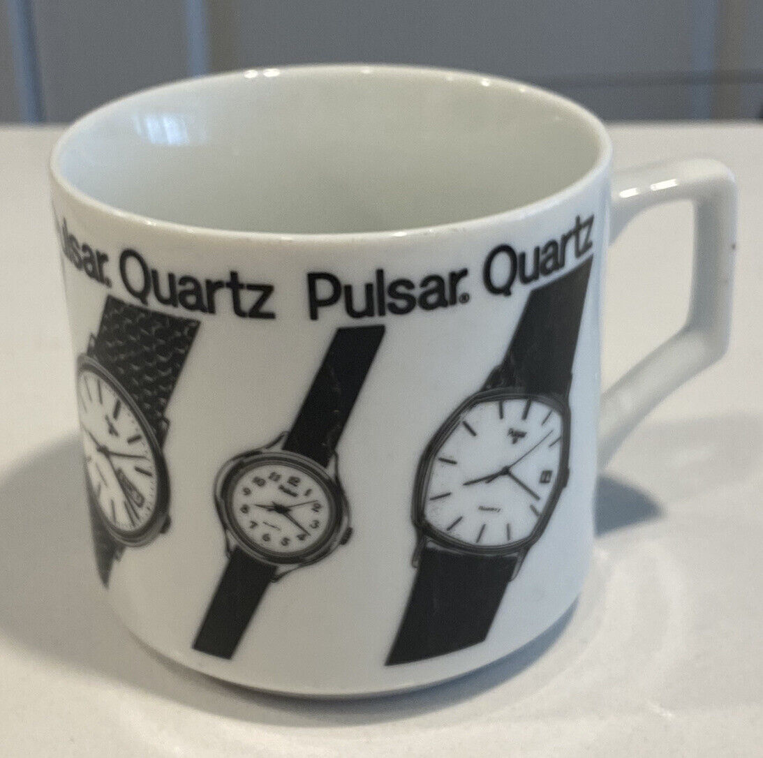 Rare Vintage Pulsar Quartz Watch Coffee Mug 1980s