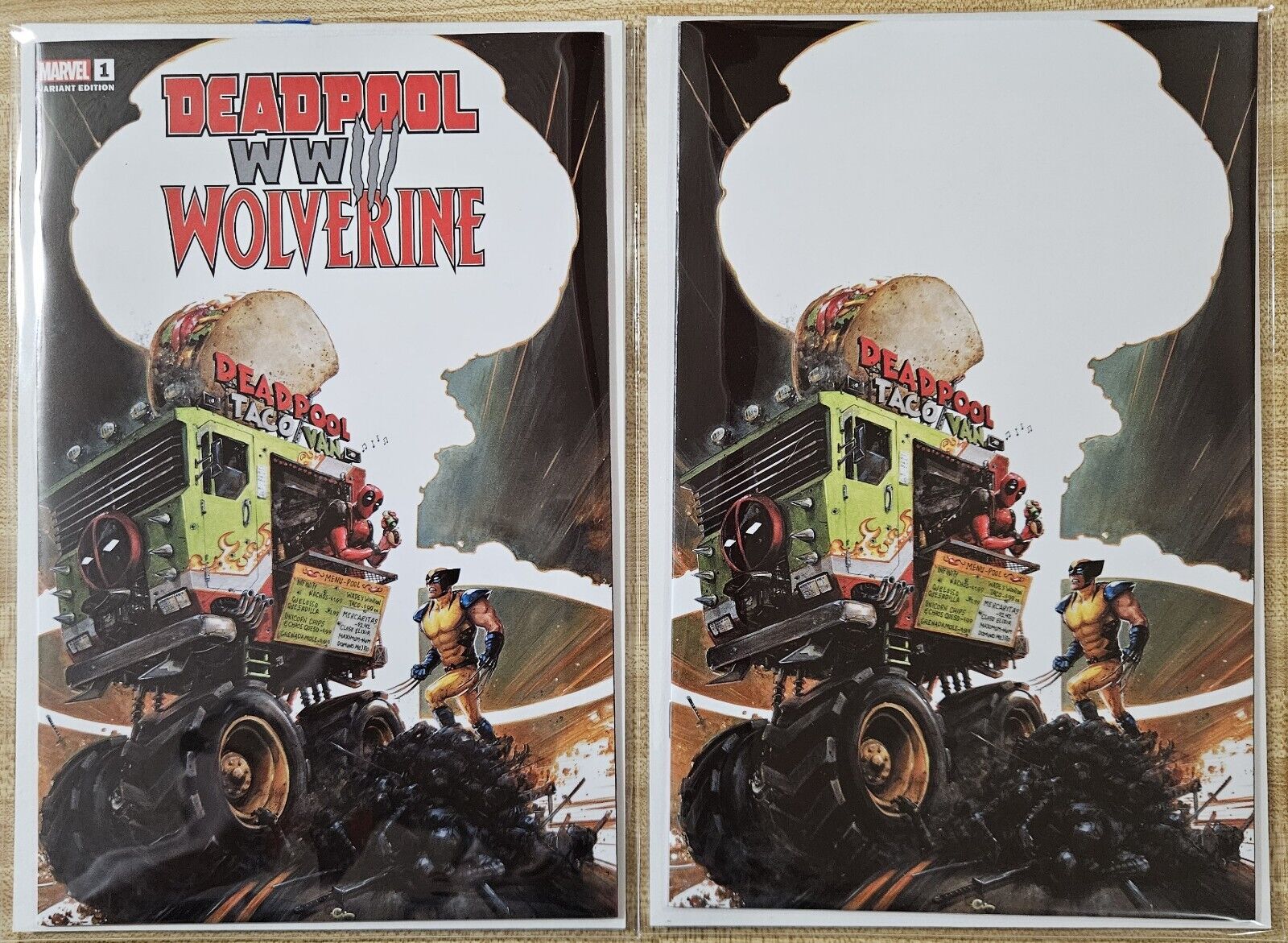 DEADPOOL WOLVERINE WWIII #1 CLAYTON CRAIN TRADE AND VIRGIN VARIANT SET IN HAND