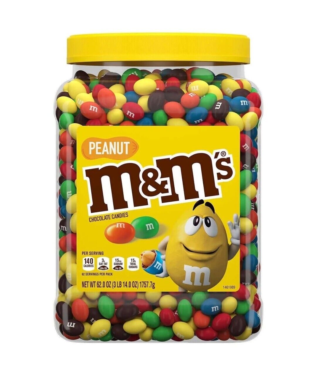 M&M\'S Peanut Milk Chocolate Candy Bulk Jar (62 oz) 3lb 14 ozs Exp 2/2025 Sealed 