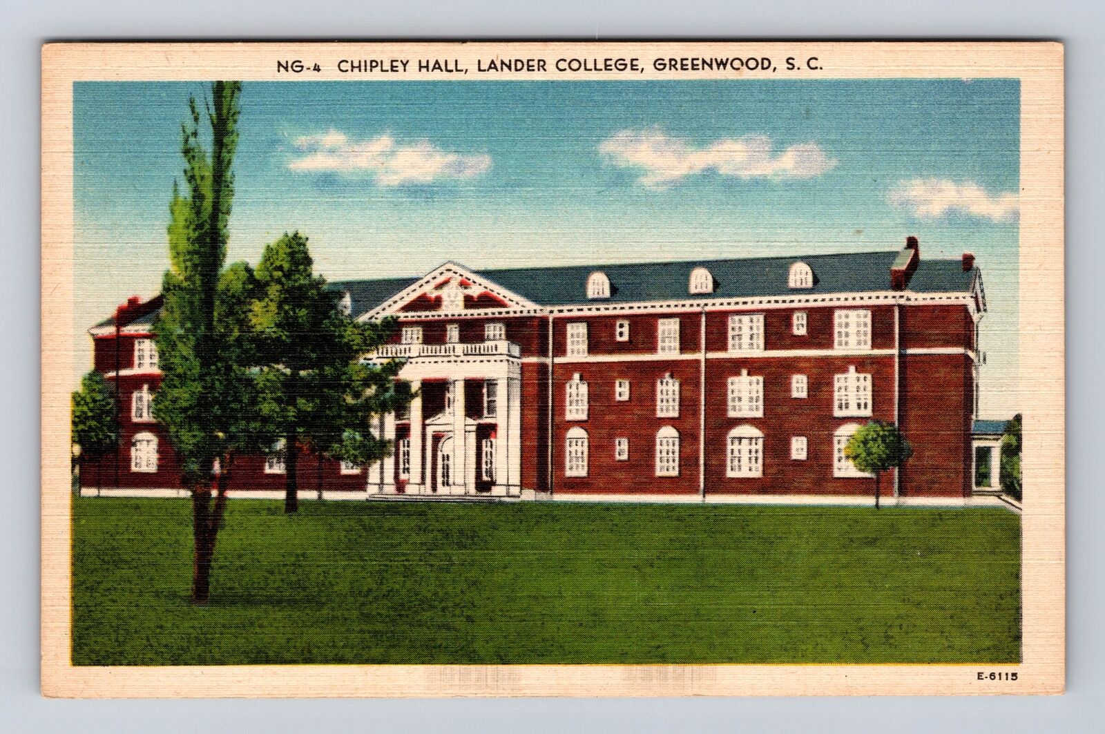 Greenwood SC- South Carolina, Chipley Hall, Lander College, Vintage Postcard