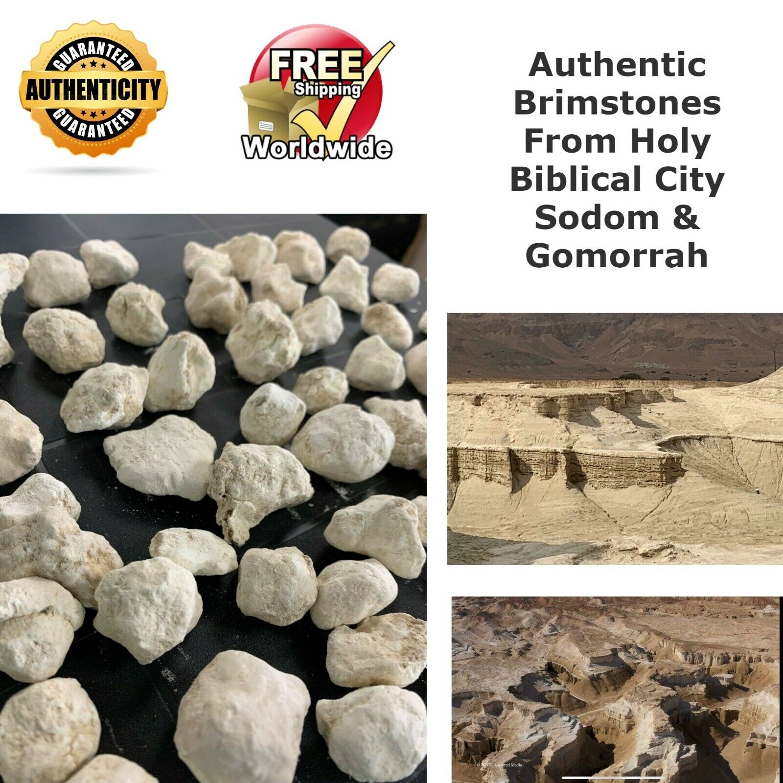 50 PCS AUTHENTIC BRIMSTONE SULFUR BALL SODOM & GOMORRAH BIBLICAL HOLY DEAD SEA