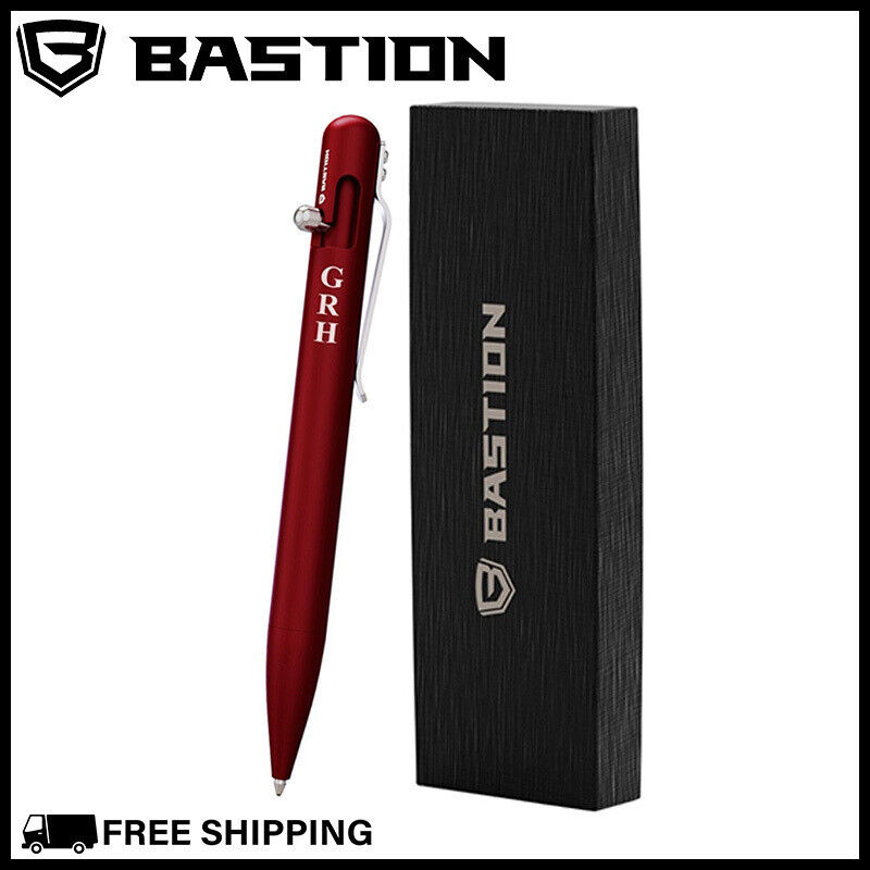 BASTION BOLT ACTION PERSONALIZED PEN Customized Engraved Aluminum Red Gift Pens