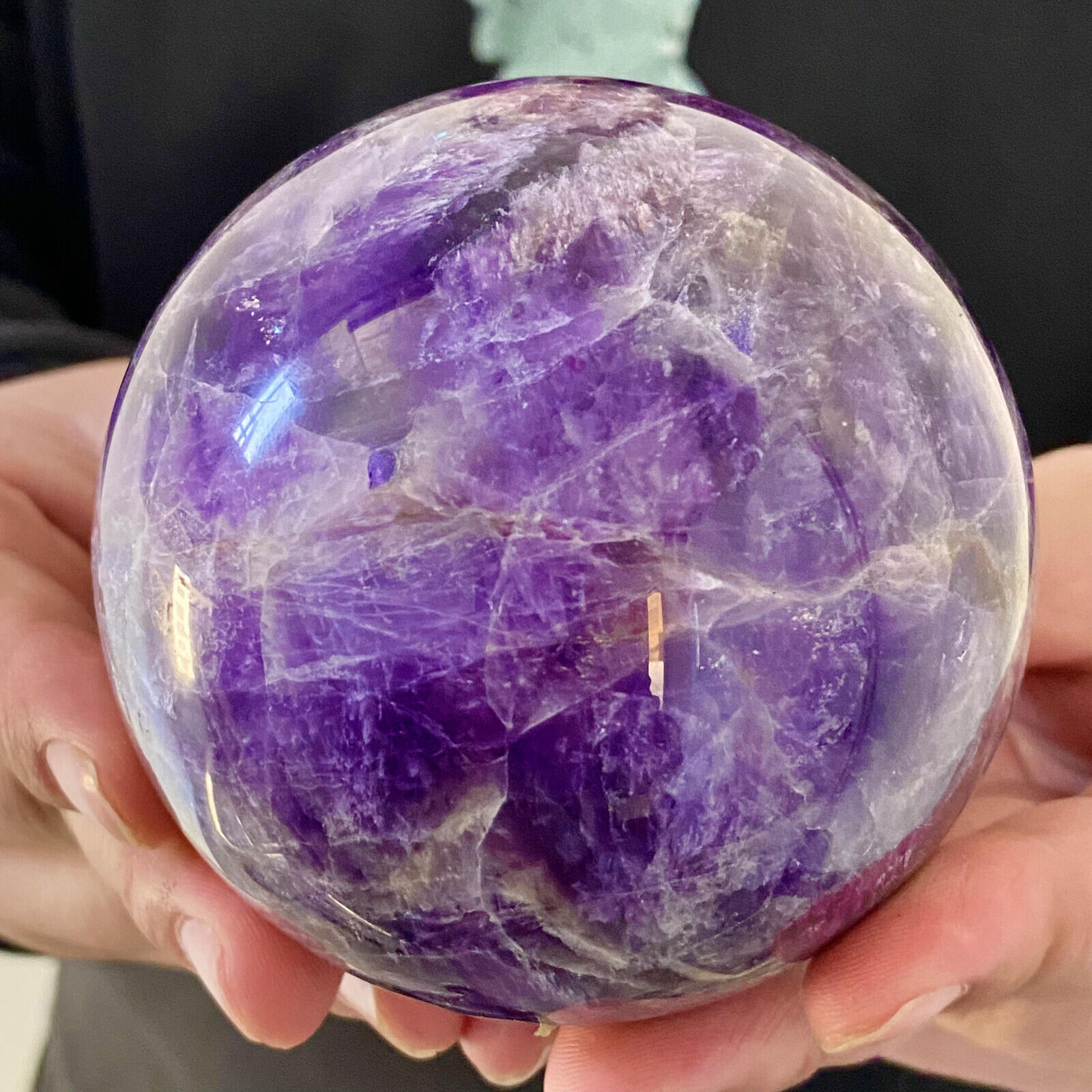 1.96LB Natural Dream Amethyst Reiki Healing quartz sphere ball crystal stone