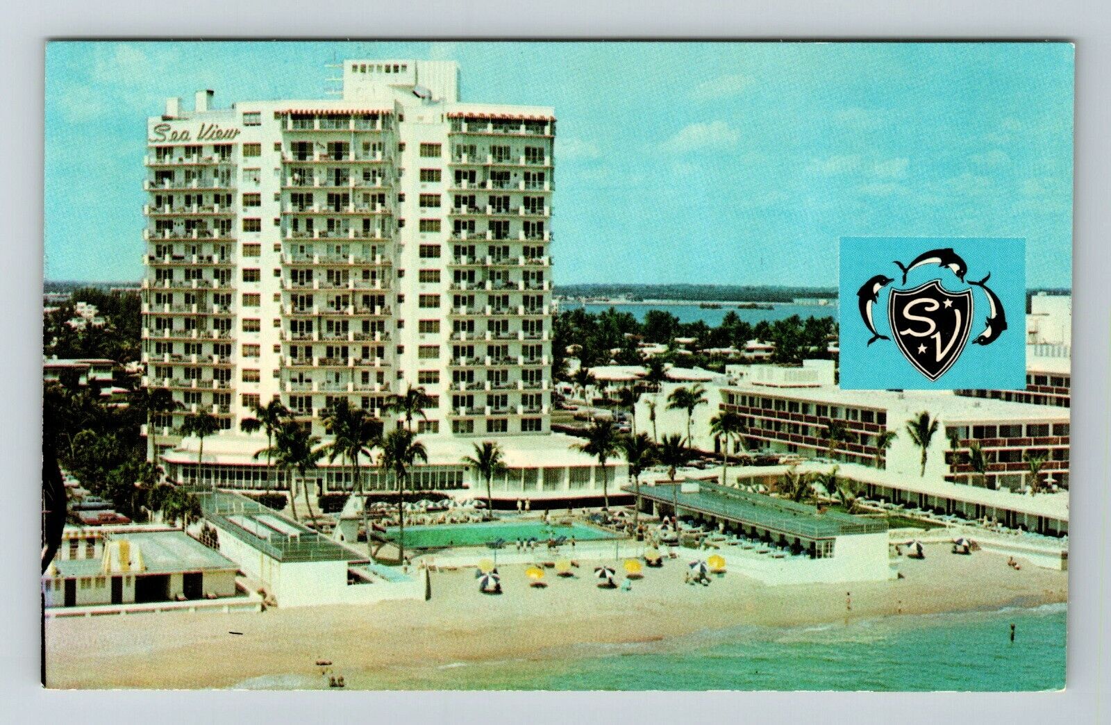 Miami Beach FL-Florida, The Sea View On The Beach  Vintage Souvenir Postcard