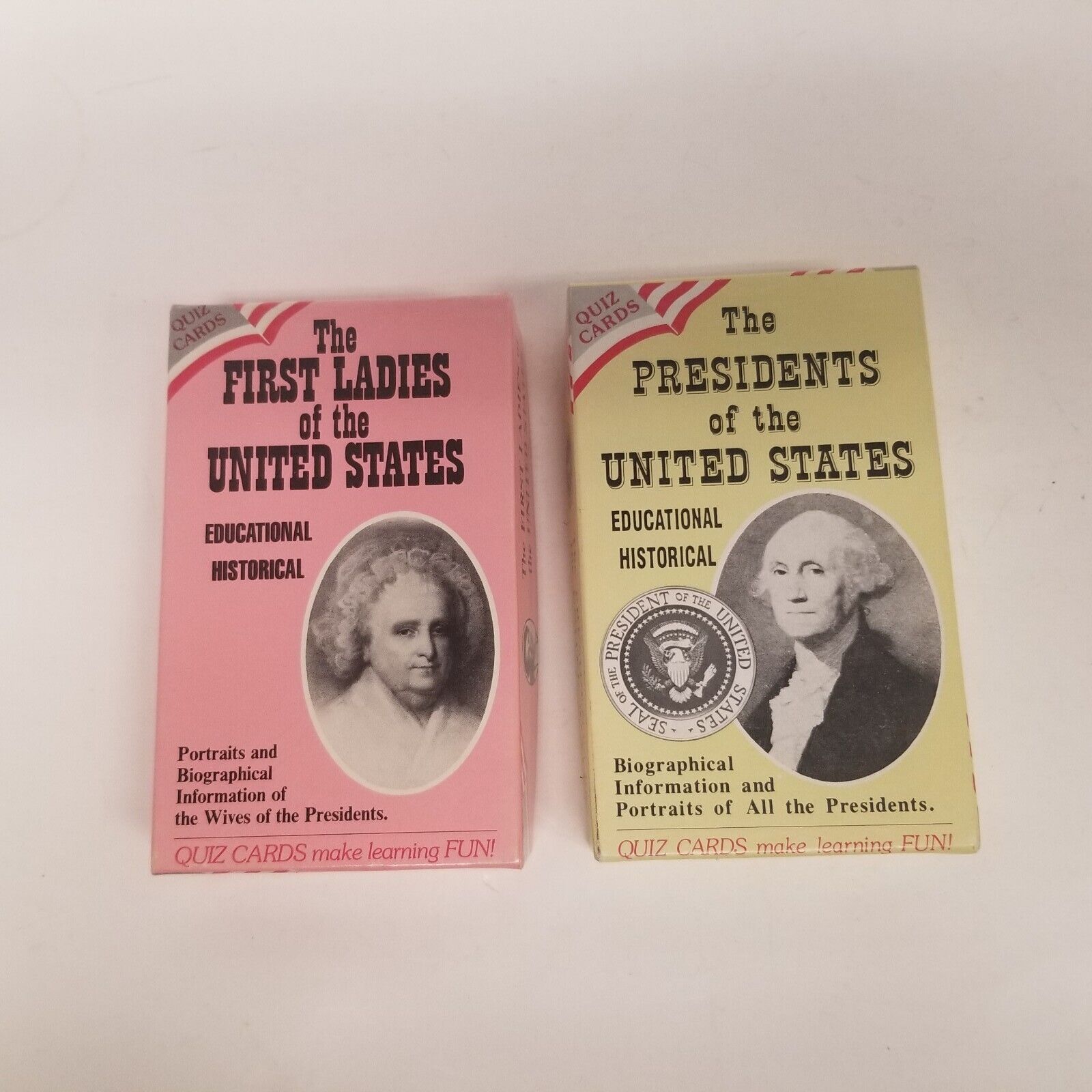 1989 The Presidents & First Ladies of the U.S. Quiz Cards, Washington thru Bush