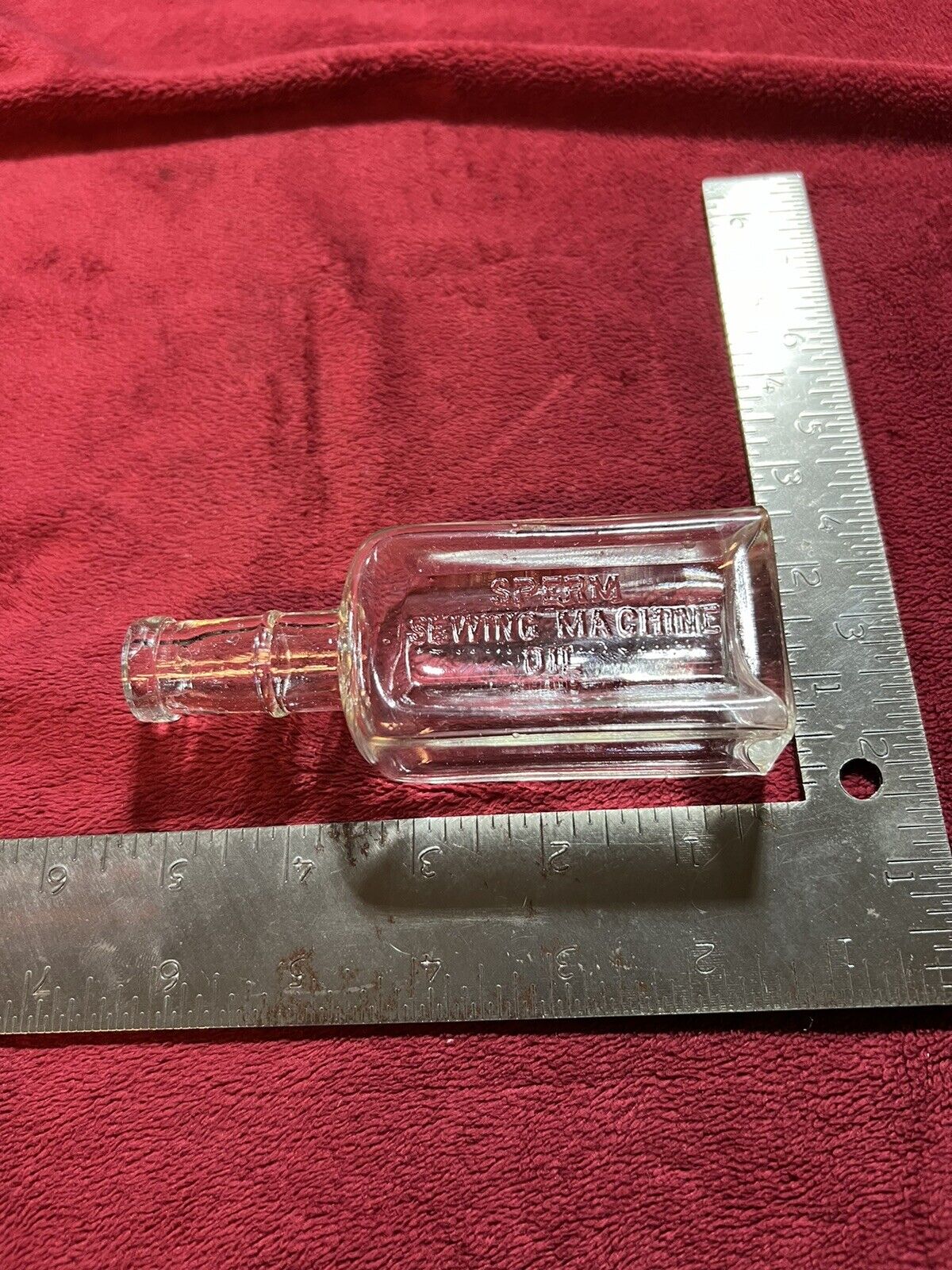 Vintage Empty 1890’s Sperm Whale Sewing Machine Oil Glass Bottle.