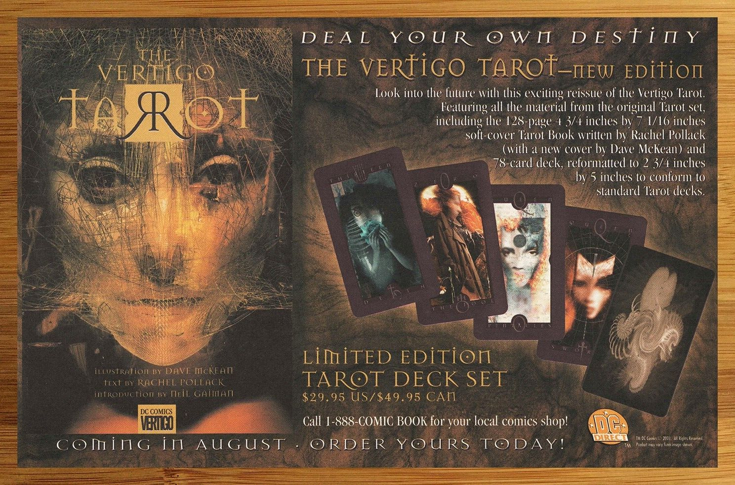 2001 The Vertigo Tarot Book/Deck Set Print Ad/Poster Official Dave McKean Art