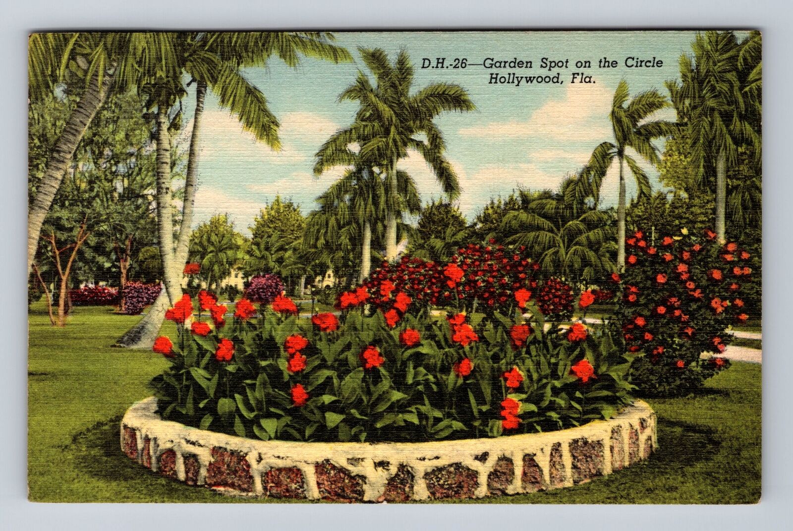 Hollywood FL-Florida, Garden Spot on the Circle, Antique Vintage Postcard