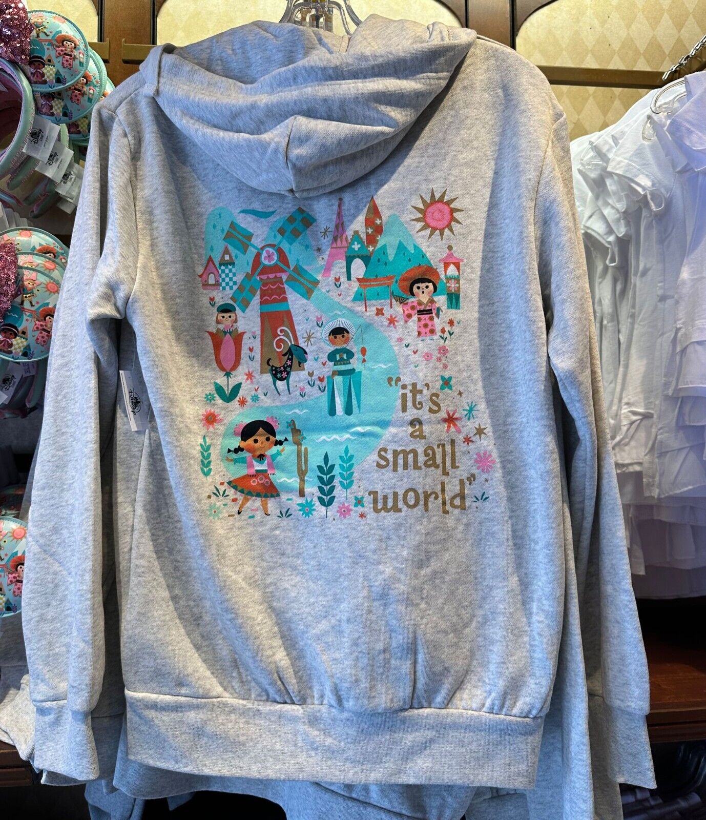 2024 Disney World Parks It?s A Small World Ride Zip Up Hoodie Adult Size S