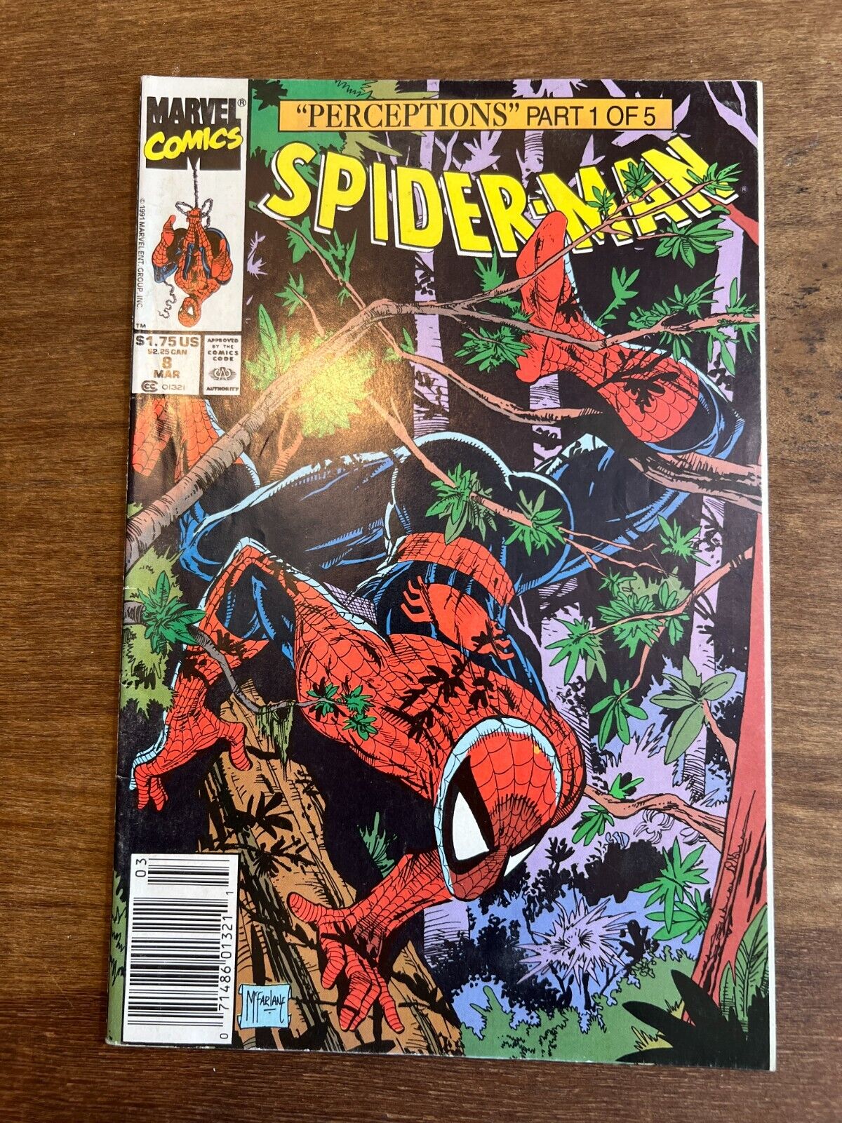Spider-Man 8 Marvel Comic Todd McFarlane Perceptions Pt 1 Newsstand Variant 1991