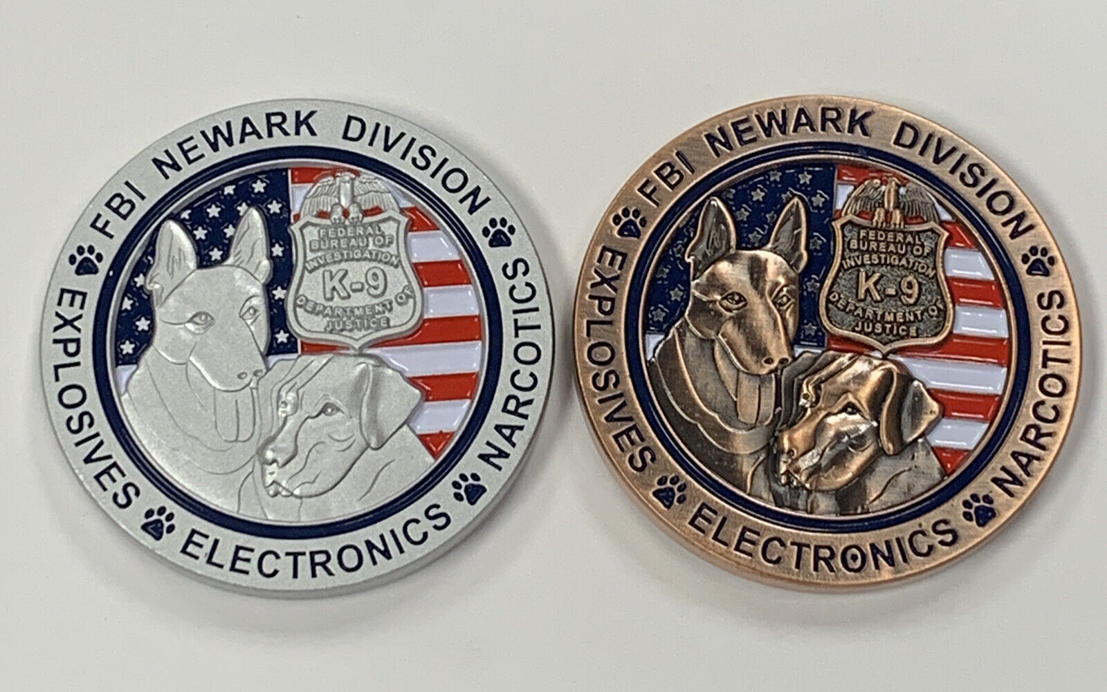 2 - FBI Newark Division K9 Dog Challenge Coins