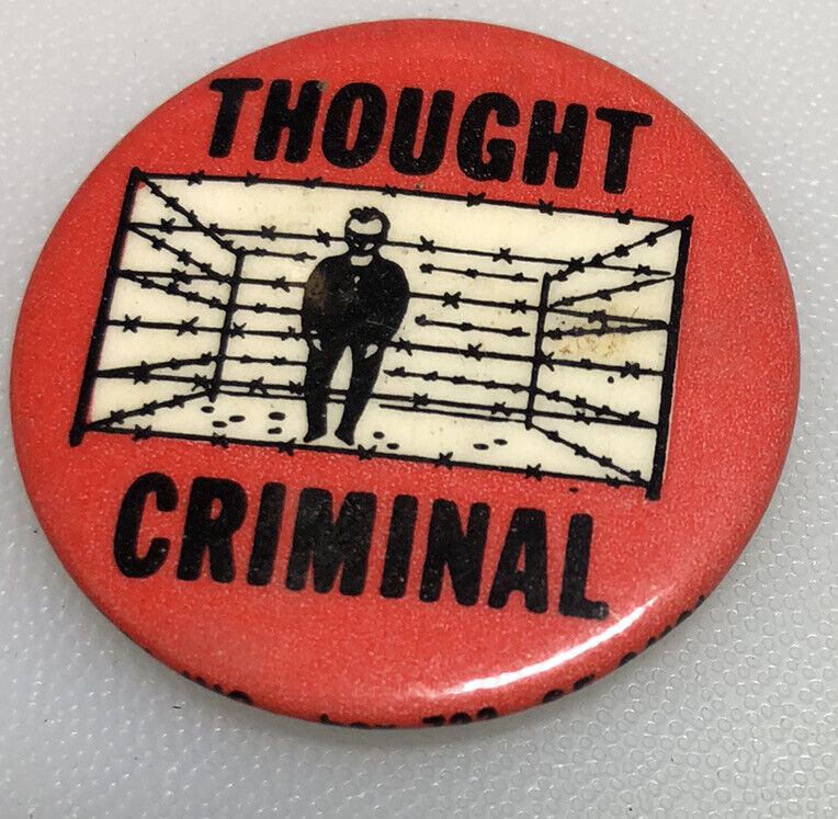 1984 Thought Criminal Protest Government Control Vintage Button Pin Pinback