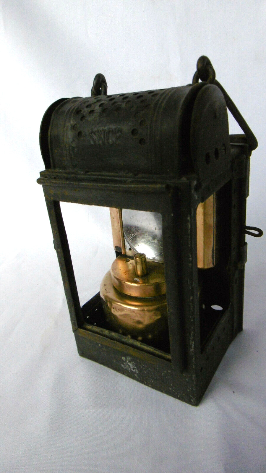 Antique Lantern With Carbide Chemin Iron André Ruffin? (Or Albert Swag)