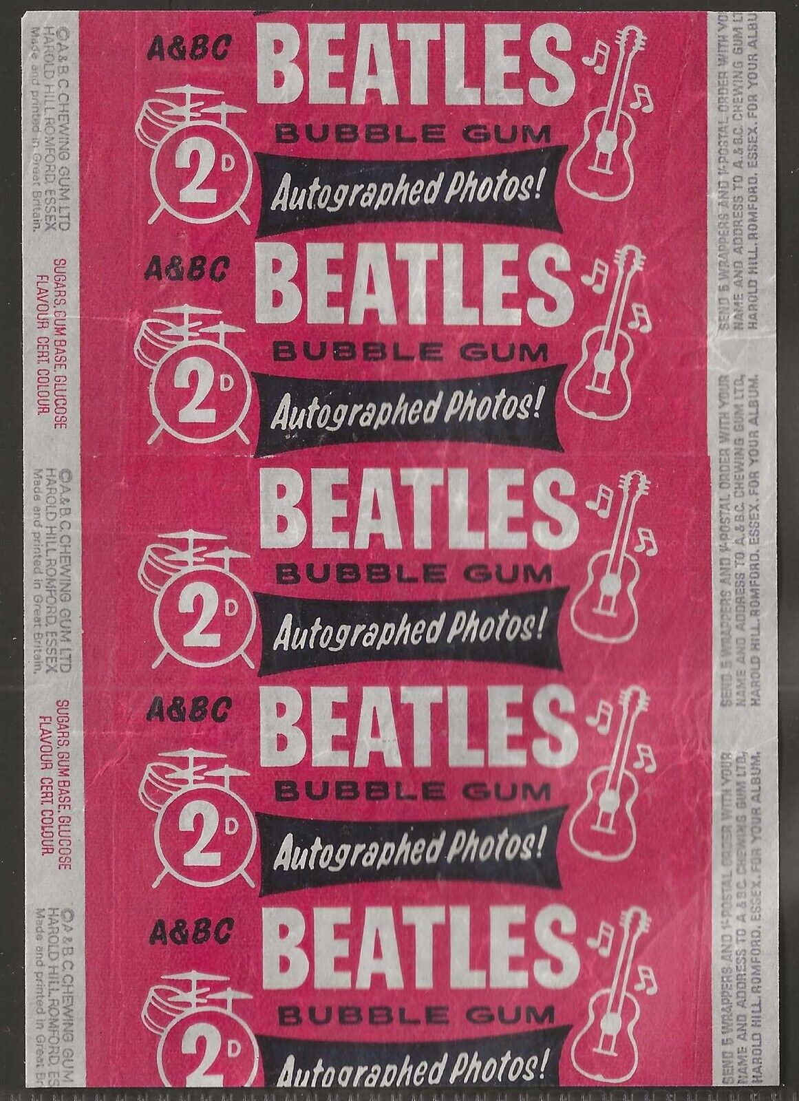 A&BC WRAPPER BEATLES 1964 (VARIANT 1ST SERIES RED WITH PRICE)
