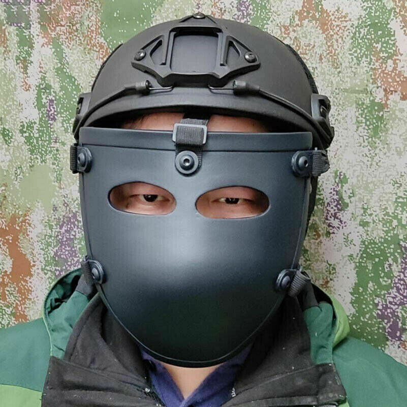US Aramid Fiber Tactical Ballistic Iiia Bullet Proof Face Guard Shield MaskBlack