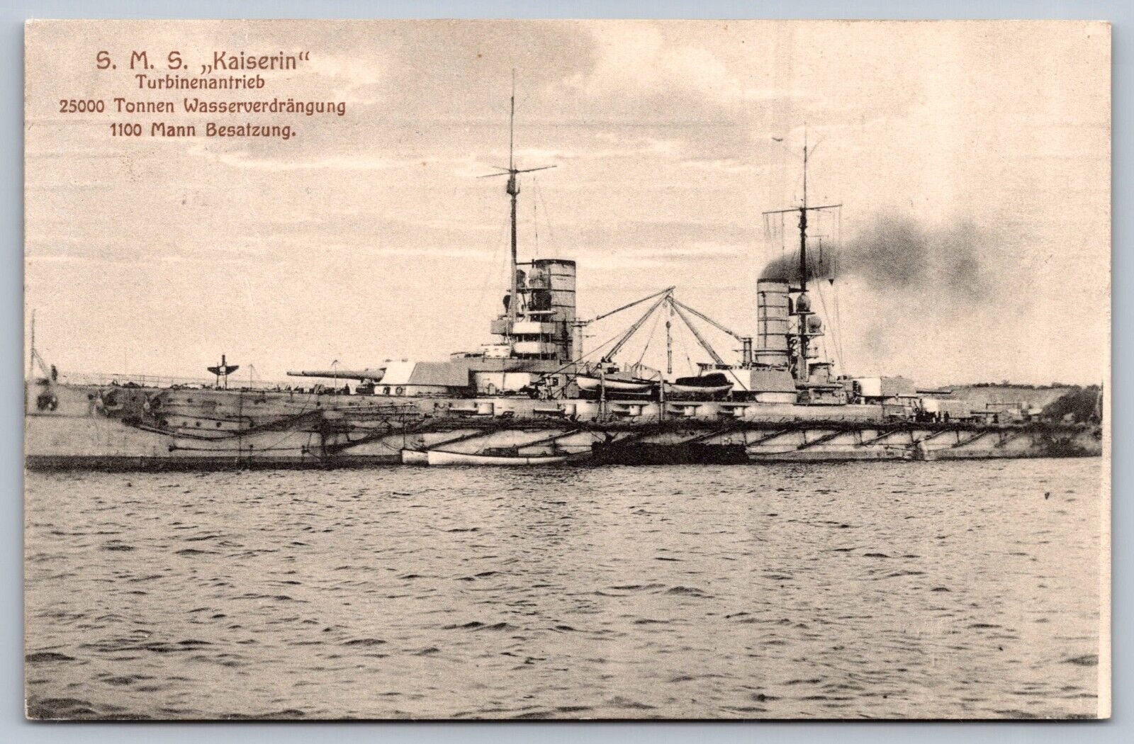 WWI postcard SMS KAISERIN military ship postcard German Navy