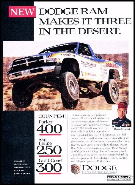 1994 Dodge Ram Rally Race Original Advertisement Print Car Art Ad D179