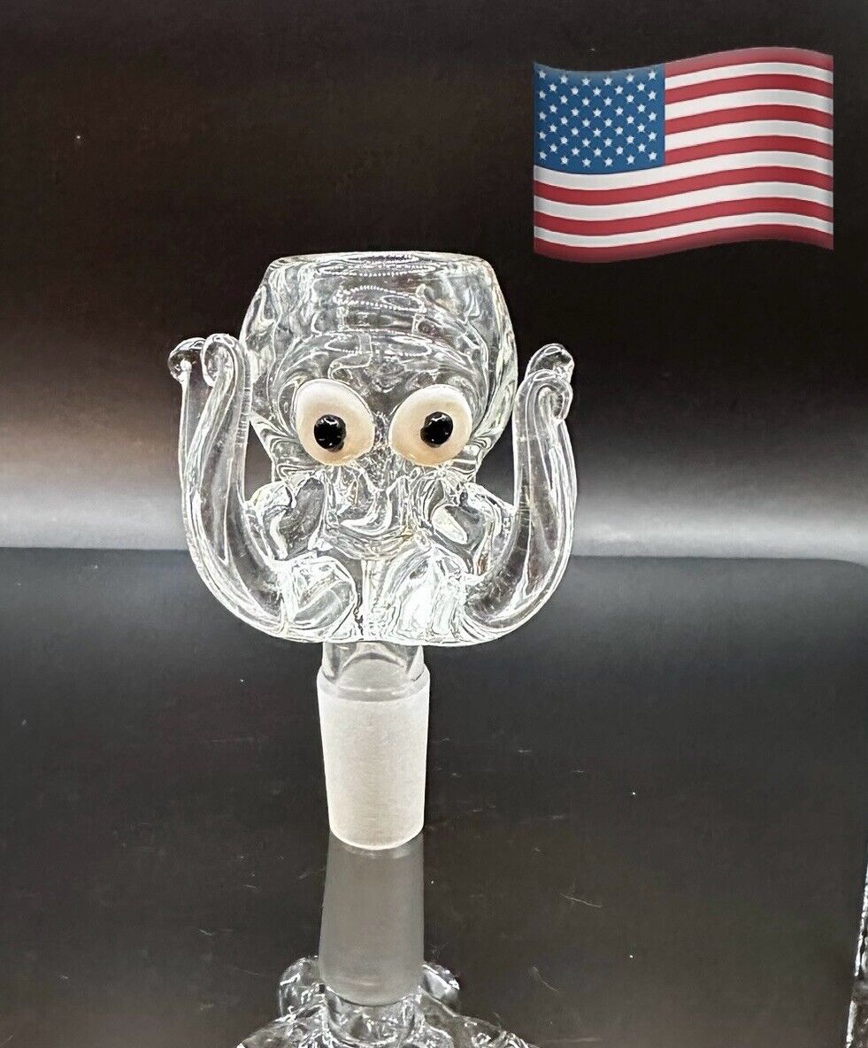 Primium 14mm Clear Thick Glass Octopus Bong Bowl Head Piece Bong Bowl Holder
