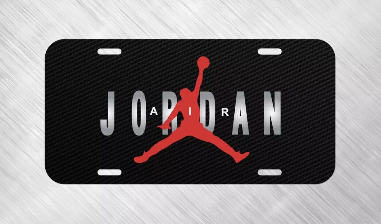 Air Jordan Jumpman Simulated Carbon Fiber License Plate Auto Car Tag  