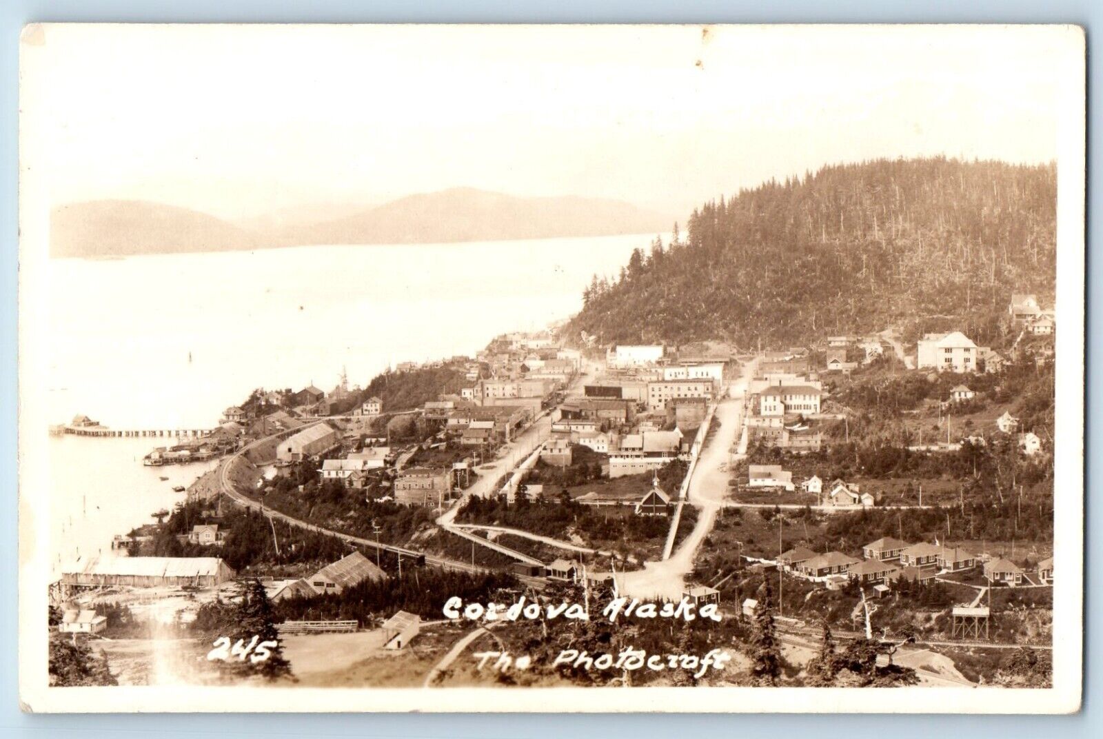 Cardova Alaska AK Postcard RPPC Photo Bird\'s Eye View c1930\'s Unposted Vintage