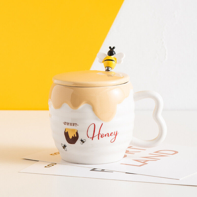 Ceramic Cup With Lid Cartoon Bee