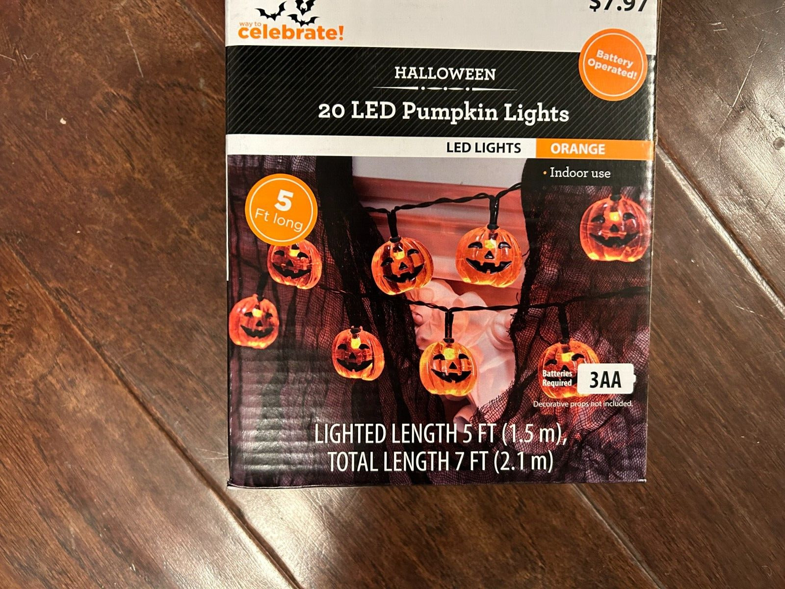 Halloween LED Pumpkin String Lights NEW 20 Lites Indoor Battery Operated