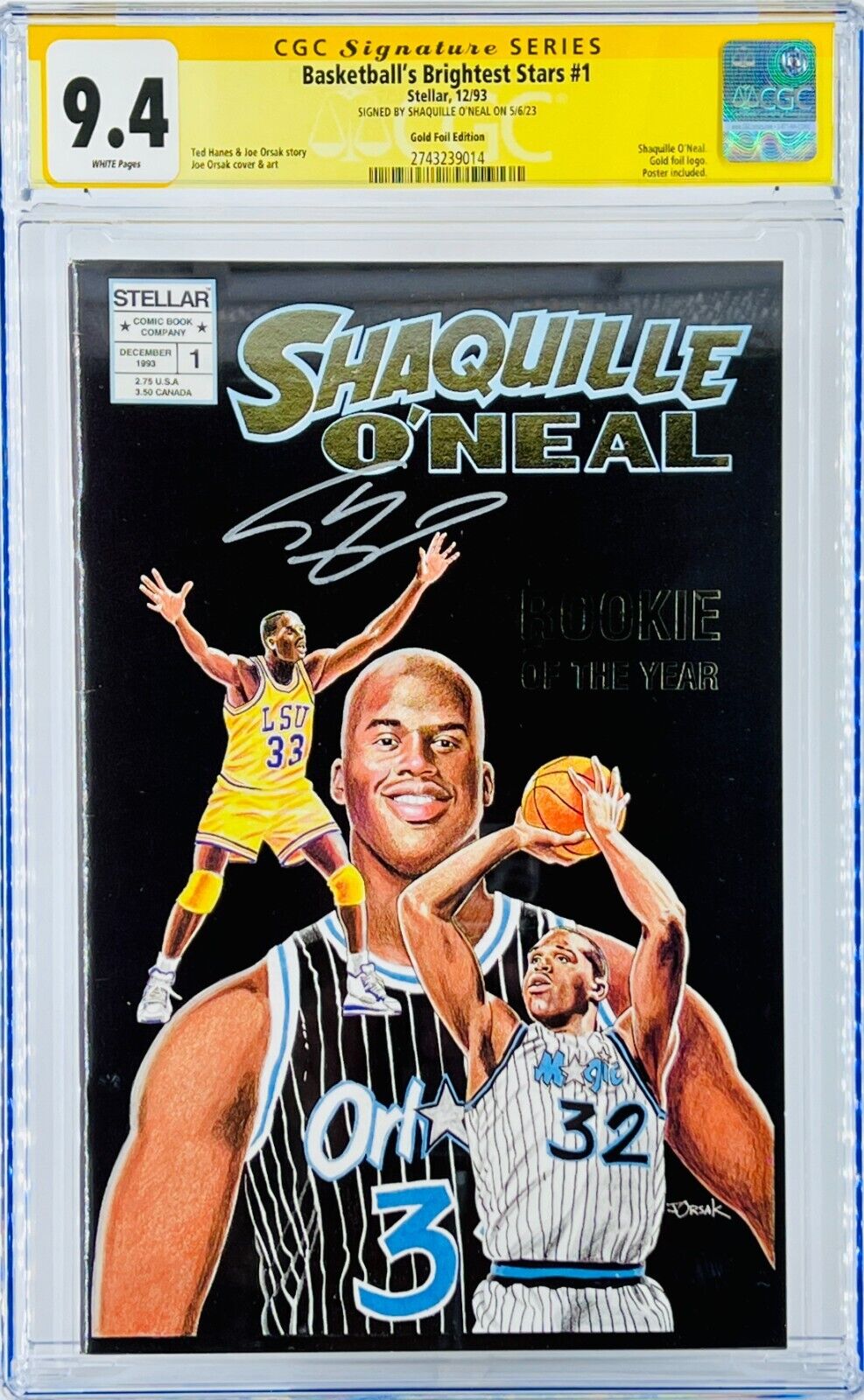 Shaquille O'Neal Signed CGC SS Basketball's Brightest Stars #1 Graded 9.4