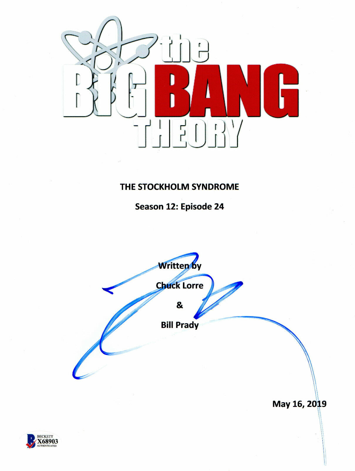 JOHNNY GALECKI SIGNED AUTOGRAPH THE BIG BANG THEORY FINALE SCRIPT BECKETT BAS 