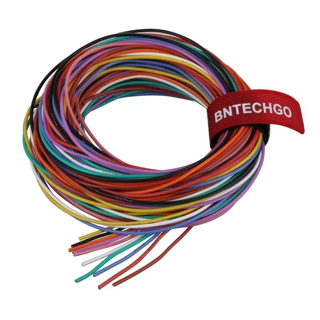 BNTECHGO 24 Gauge Silicone Wire Kit 10 Color Each 10 ft Flexible 24 AWG Stran...