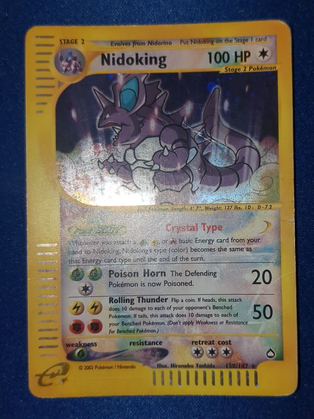 Pokemon AQUAPOLIS - #150/147 Nidoking Crystal - ENG - Holo