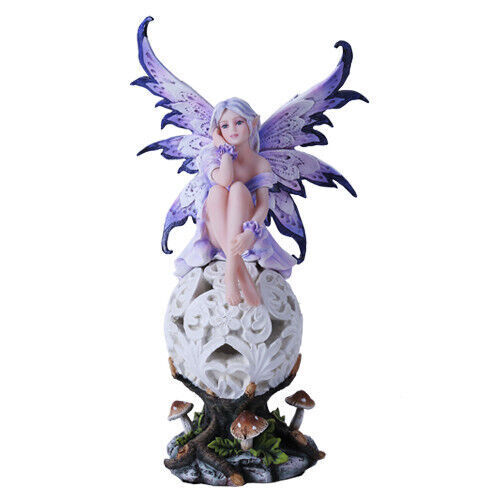 PT Pacific Giftware Purple Flower Fairy Sitting on Led Orb