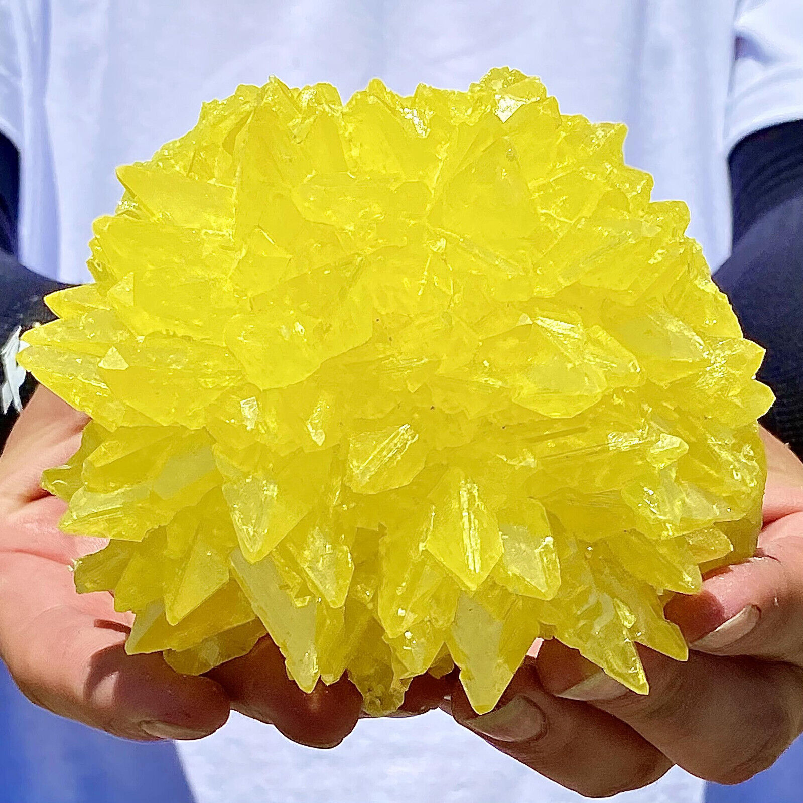 1.19LB Rare yellow sulfur crystal quartz crystal mineral specimen