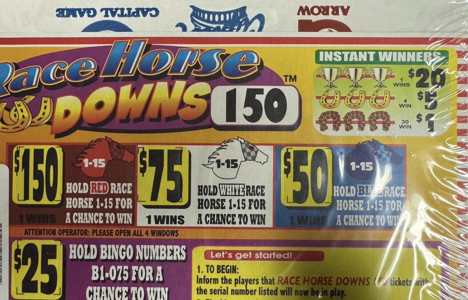 NEW pull tickets Race Horse Downs 680 - Seal Card Tabs