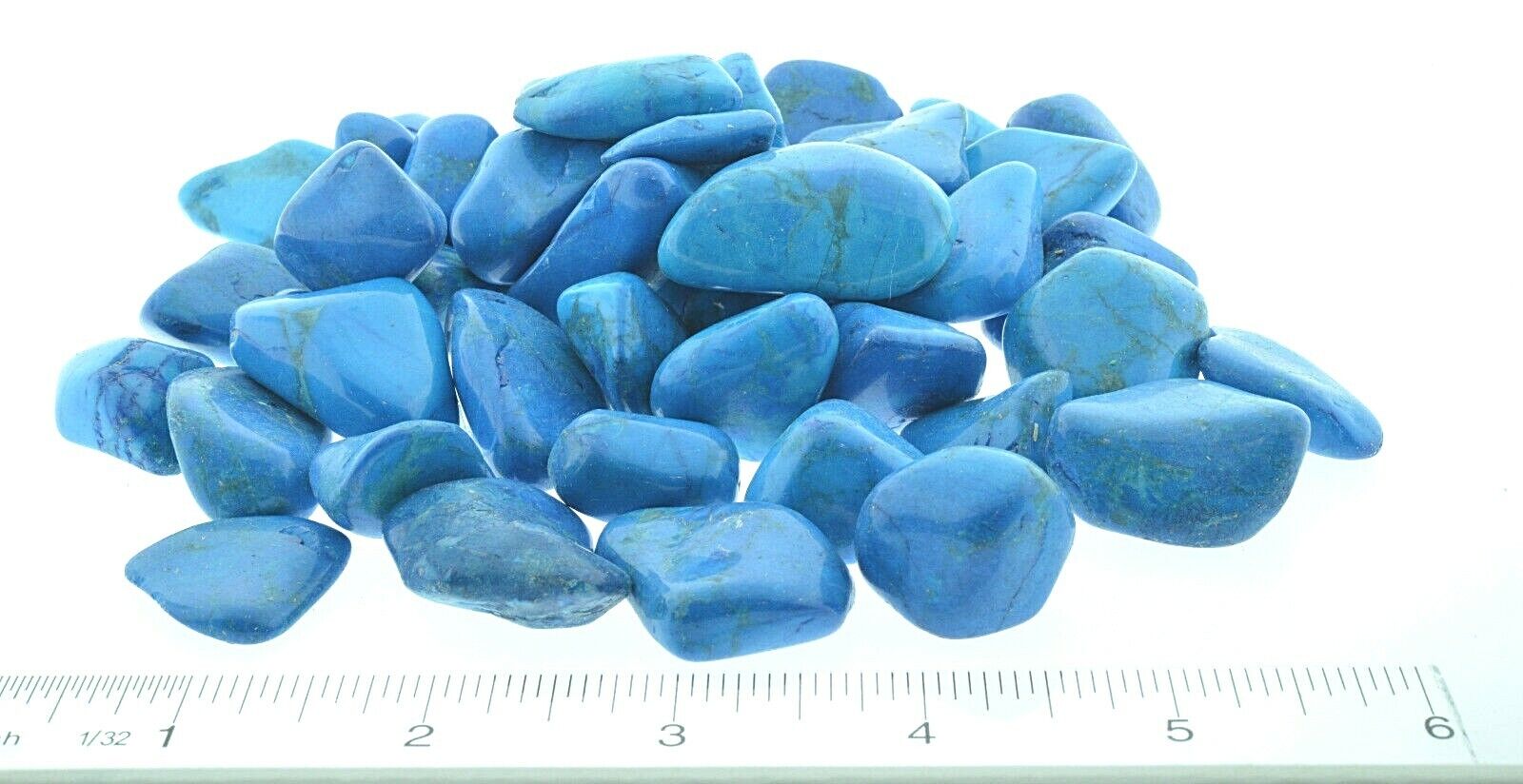 6x Blue Howlite Dyed 20-30mm Healing Crystal Tumbled Stones Insomnia Patience
