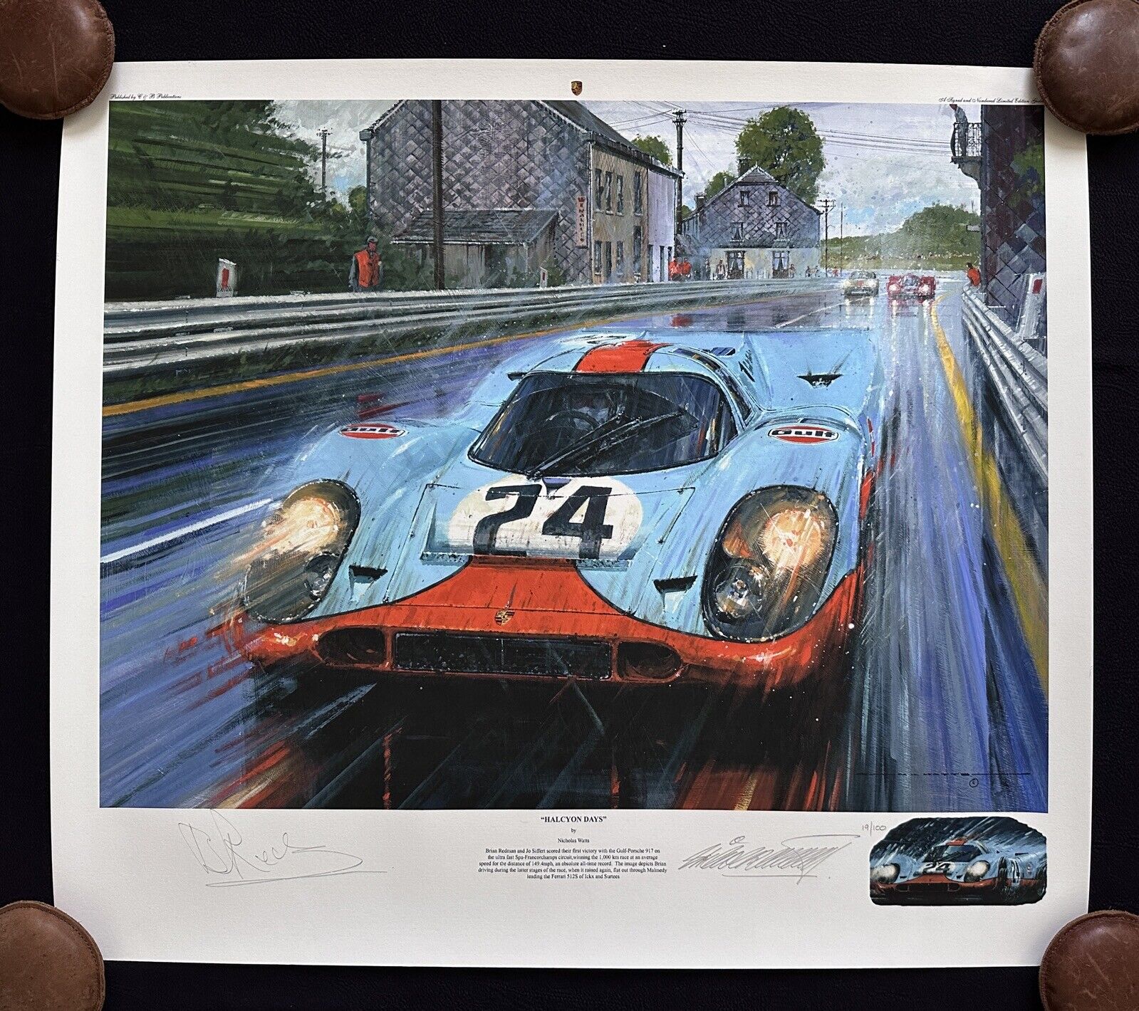 SIGNED Brian Redman Gulf Porsche 917 1970 Spa Nicholas Watts LtdEd100 Art Print