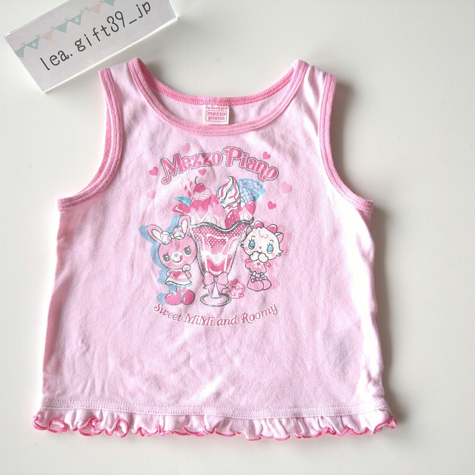 Mezzo Piano Tank Top 120cm No Sleeve Pink MiMi and Roomy Parfait From Japan Used