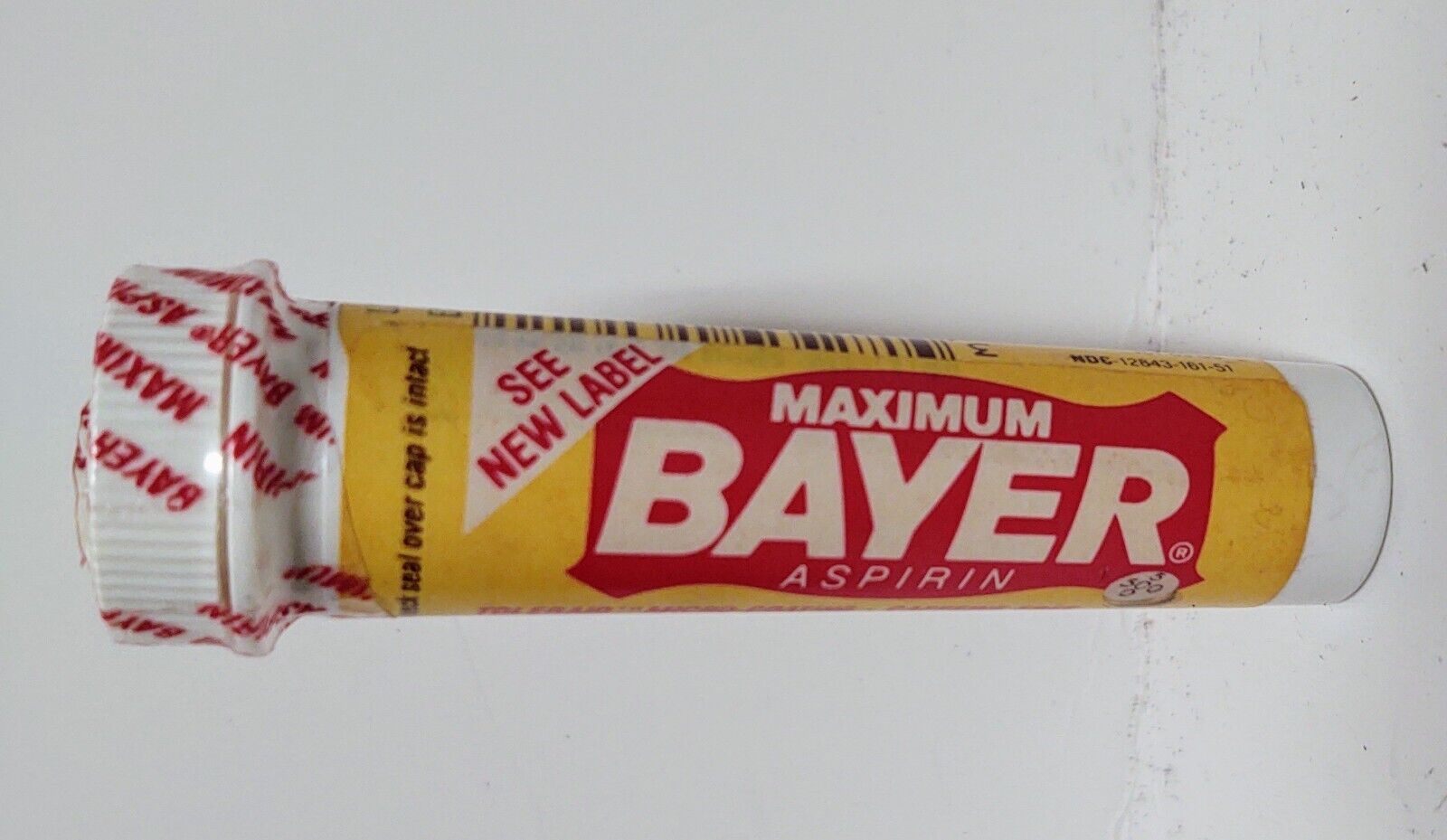 NEW 1987 Vintage Maximum Bayer Aspirin Micro Coating 10 tablets Tube Container