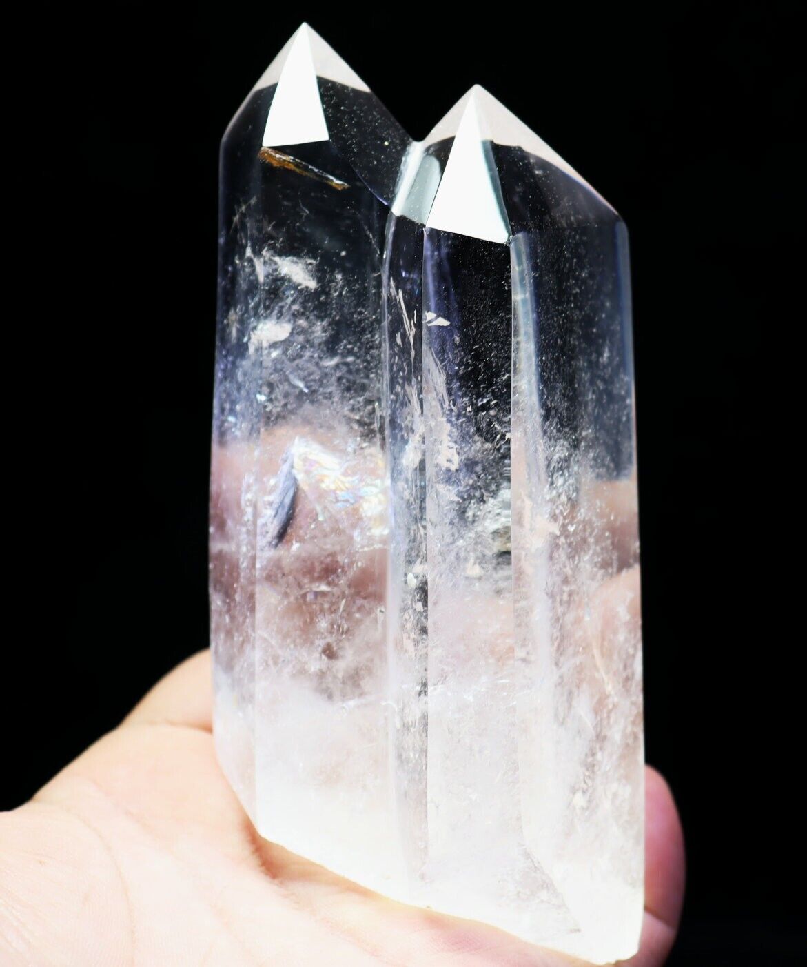 0.95lb Natural Clear Quartz Crystal Obelisk Tower Wand Point Mineral Specimen