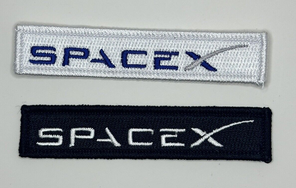 SPACEX X LOGO COMBO WHITE & BLACK FALCON 9 STARSHIP DRAGON MISSION Patch NASA 3”