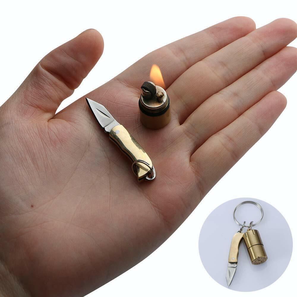Portable Mini Thumb Lighter Pocket Knife Outdoor Camping Emergency Survival Tool